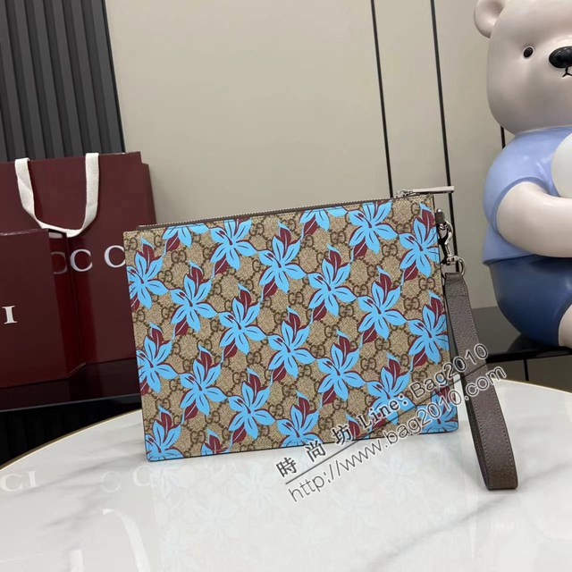 Gucci專櫃古馳2025早秋系列最新款花卉印花男款手拿包手包 jh2687款號：821155